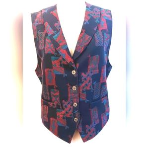Vintage Pendleton Knockabout wool, 4 button vest w Southwestern design.Size 12.